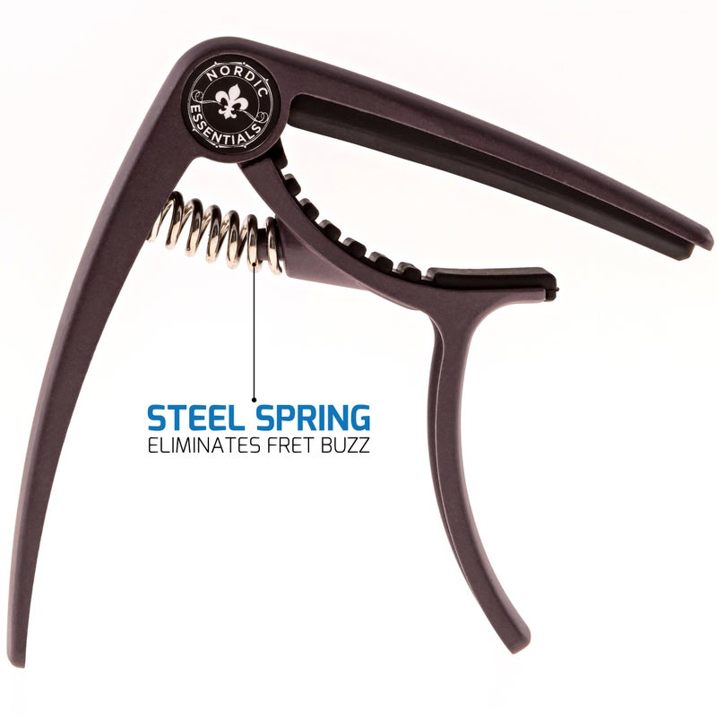 Nordic Essentials Guitar Capo Deluxe for Acoustic Guitars, Ukulele, Banjo, Mandolin, Bass - Made of Premium Quality Zinc Alloy for 6 & 12 String Instruments - Luxury Accessories by Nordic Essentials - Image 5